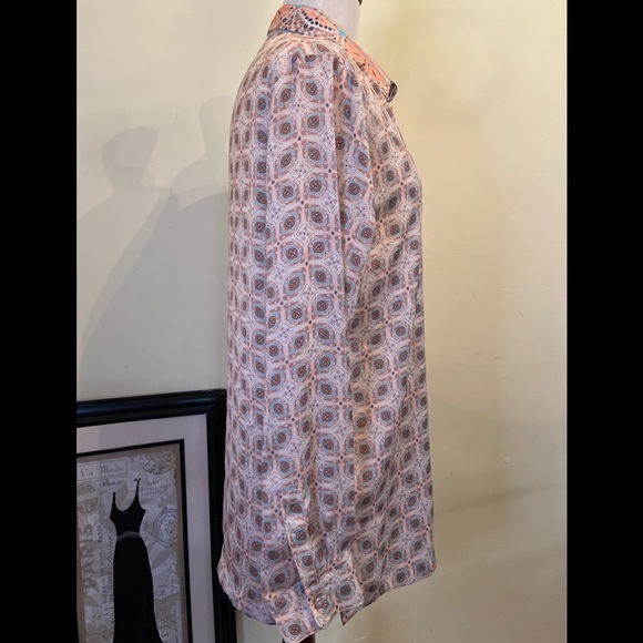Free People  Tunic Size M Boho Oversized Long Sleeves Peach Colors - Picture 4 of 11